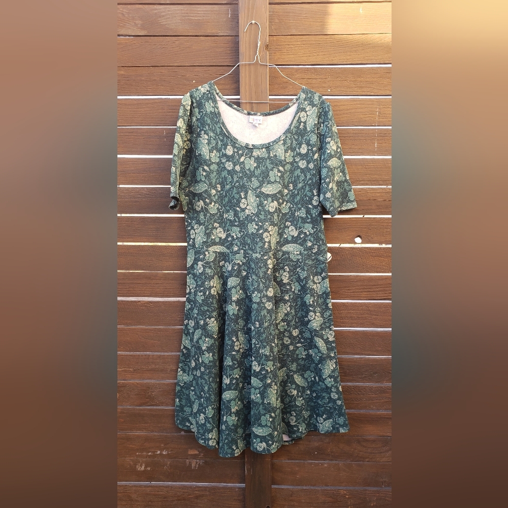 LuLaRoe Blue A-Line Dress with 3/4 Sleeves